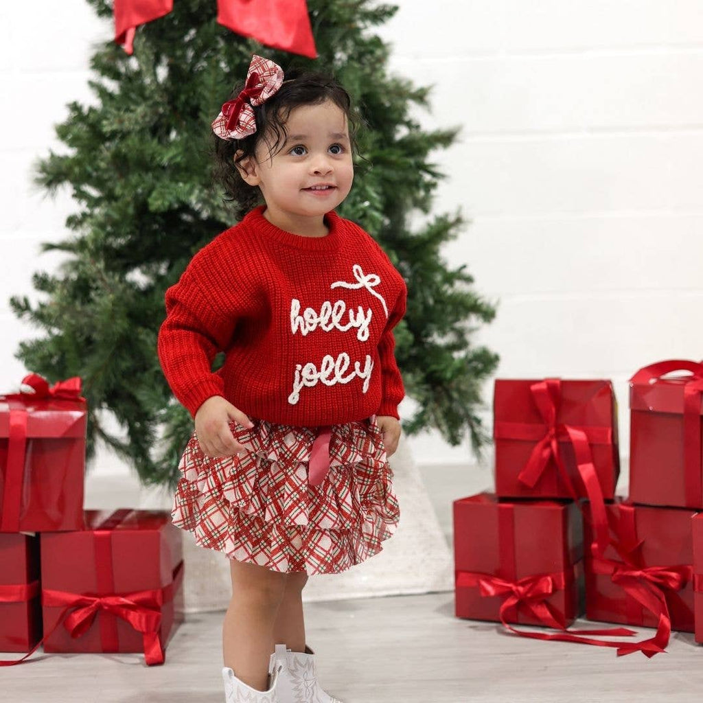 Sweet Wink - Christmas Plaid Bow Tiered Tutu