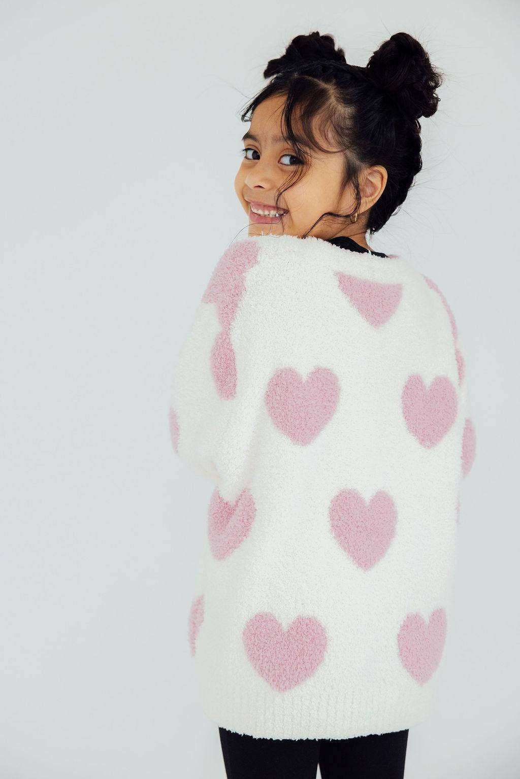 Mila & Rose - Cozy Cardigan || Coconut/Light Pink Heart
