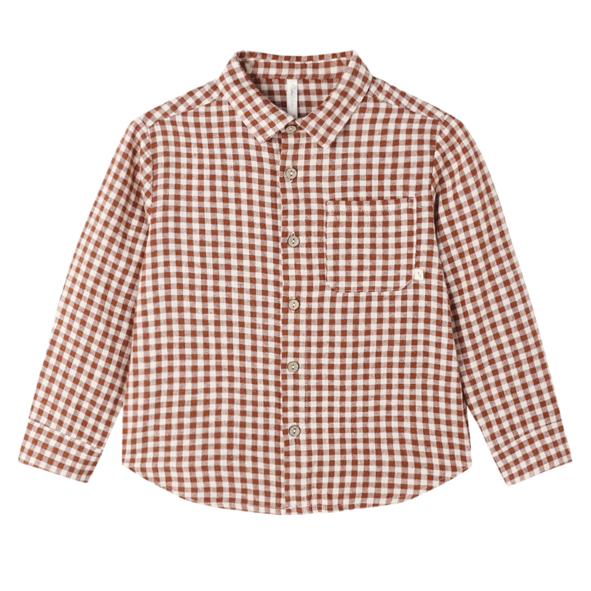 Rylee + Cru - Collared Long Sleeve Shirt || Brick Check
