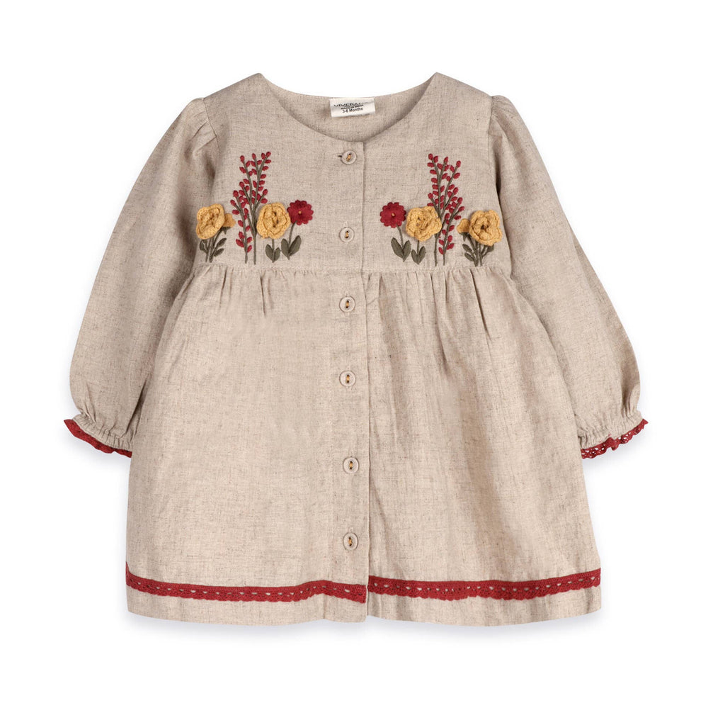 Viverano Organics - Ravello Embroidered Baby Dress & Bloomer || Natural