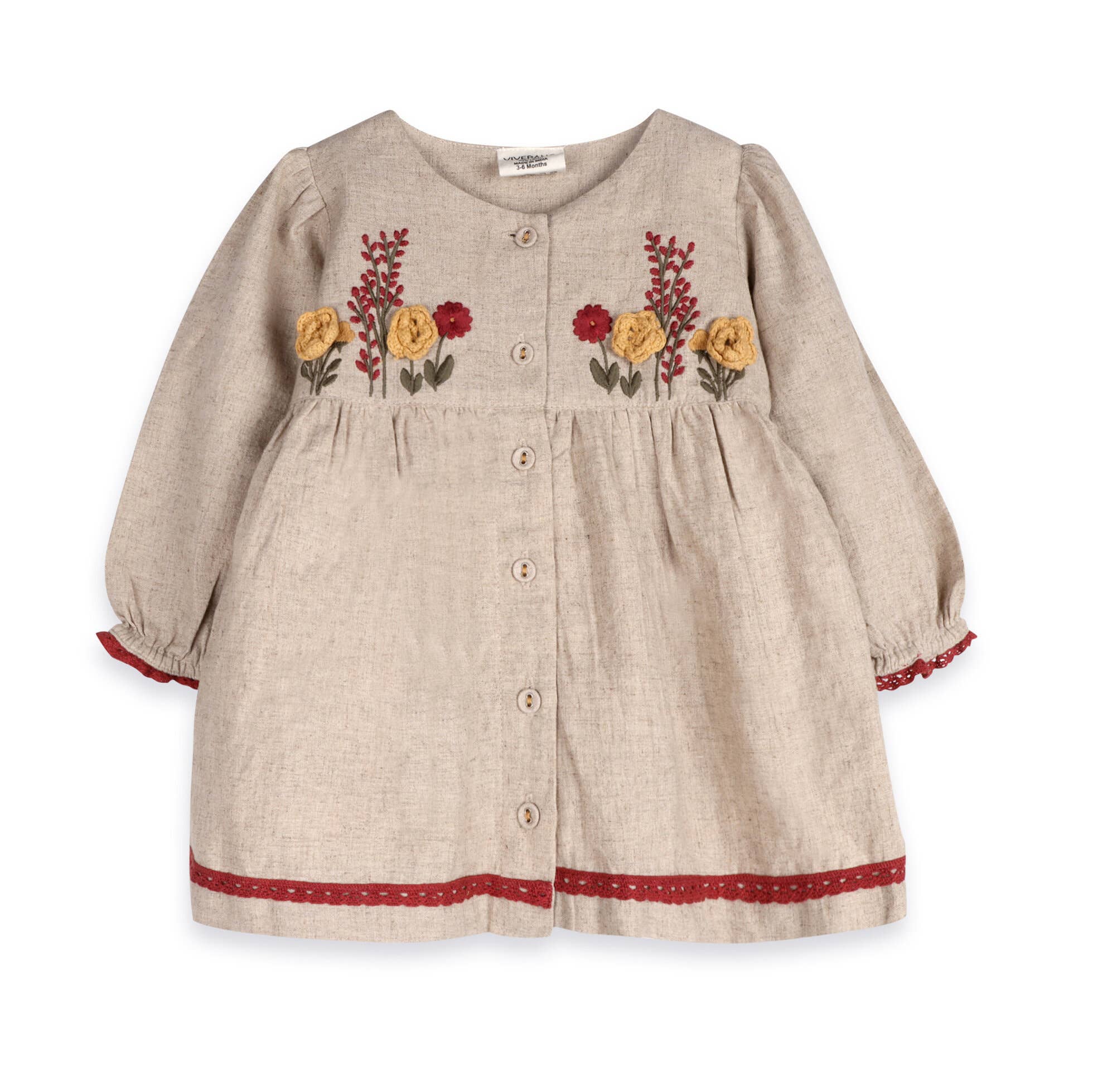 Viverano Organics - Ravello Embroidered Baby Dress & Bloomer || Natural