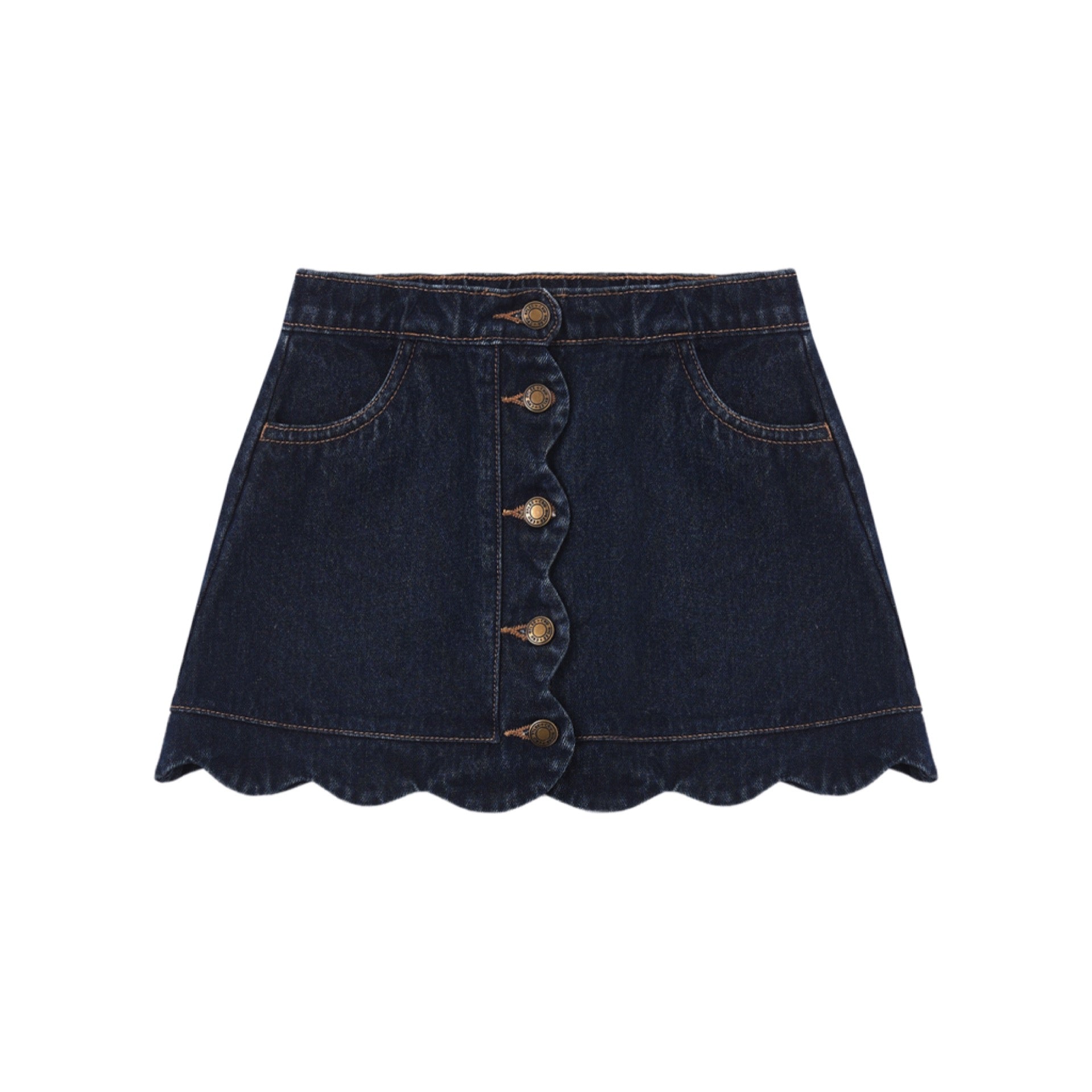 Rylee + Cru - Scallop Mini Skirt || Dark Indigo