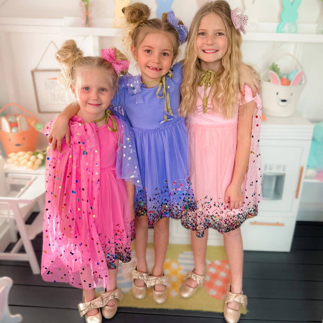 Sweet Wink - Pink Confetti Short Sleeve Tutu Dress - Kids Birthday: 3T