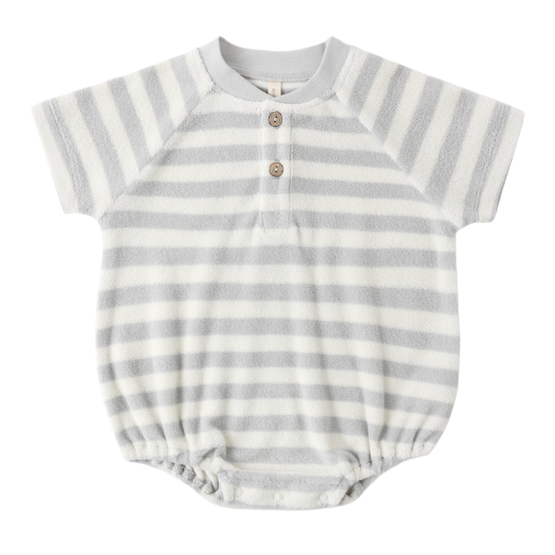 Quincy Mae - Terry Henley Romper || Sky Stripe