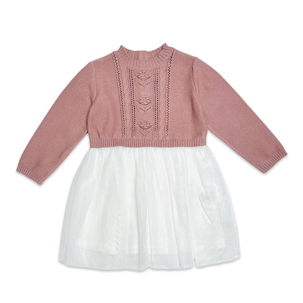 Viverano Organics - Cable Floral Sweater Knit Top & Tutu Baby Dress || Vintage Rose
