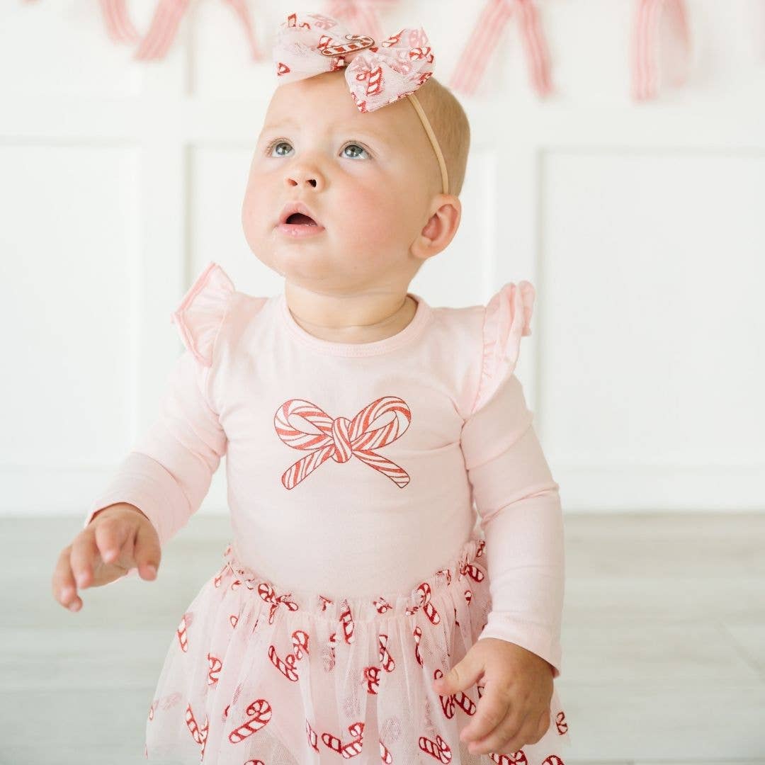 Sweet Wink - Candy Cane Confetti Christmas Long Sleeve Tutu Bodysuit