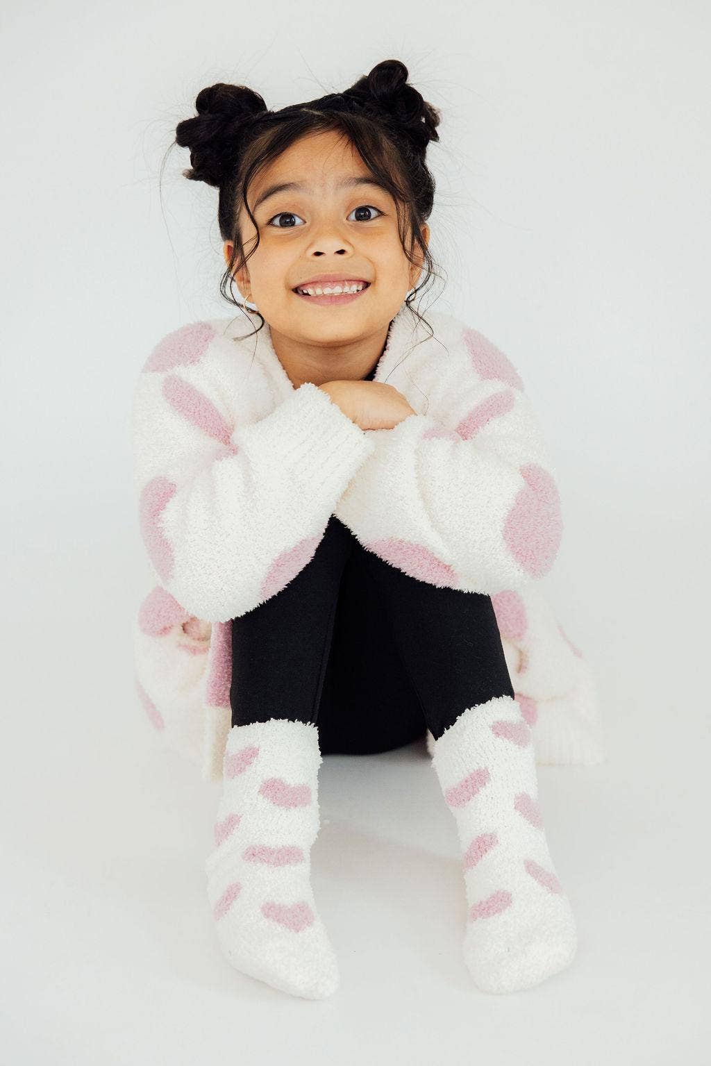 Mila & Rose - Cozy Cardigan || Coconut/Light Pink Heart