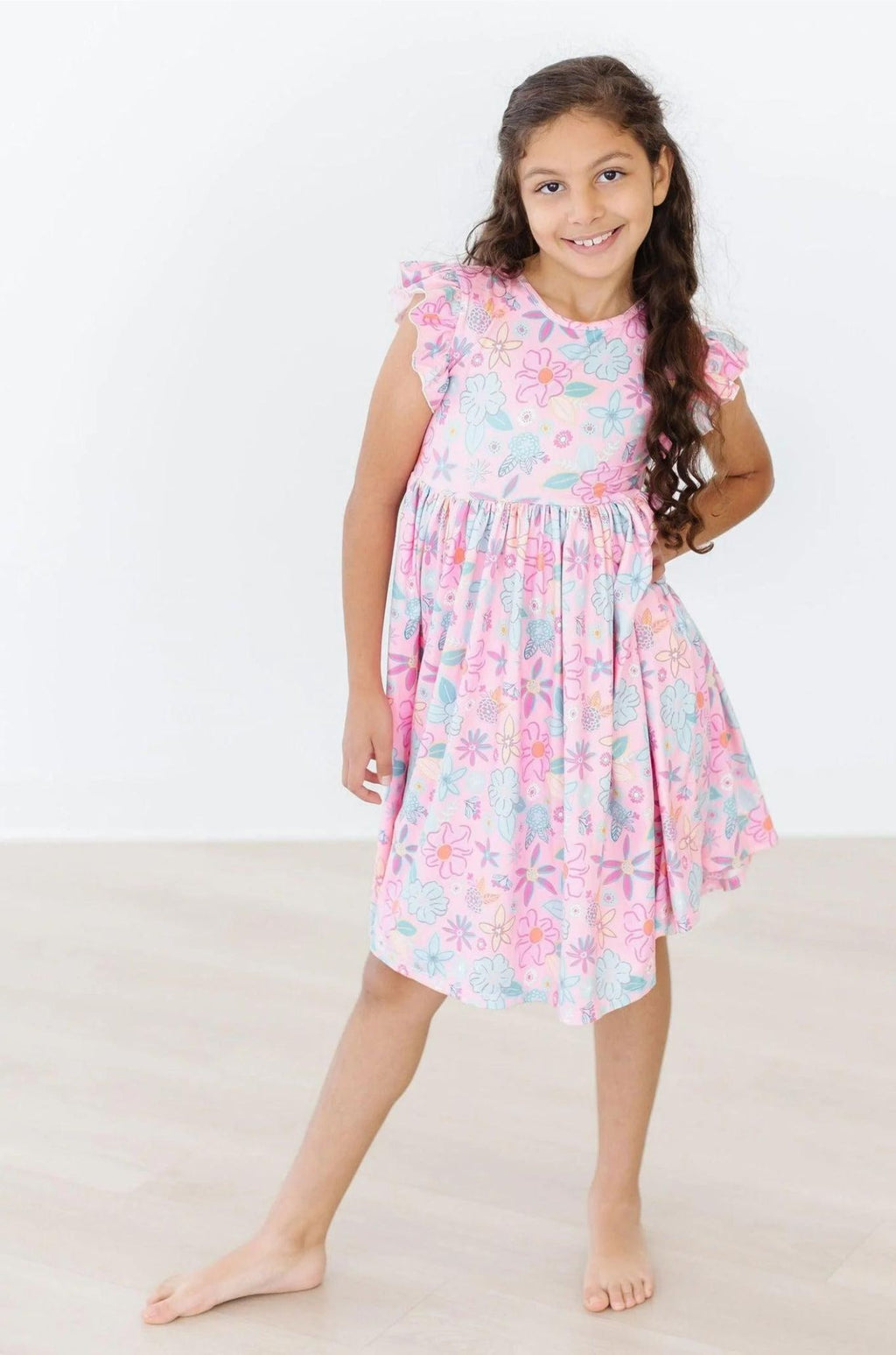 Mila & Rose - Flutter Sleeve Twirl Dress || Beachy Blooms