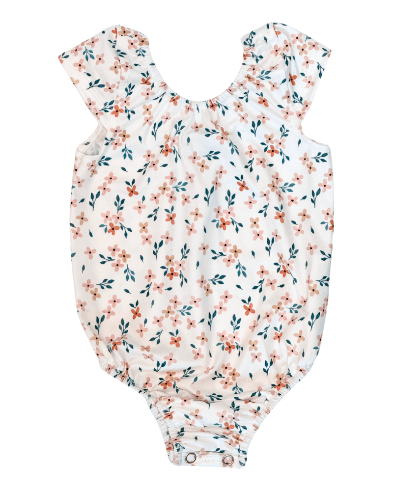 Bailey's Blossoms - Maggie Cap Sleeve Leotard - Tangerine Floral