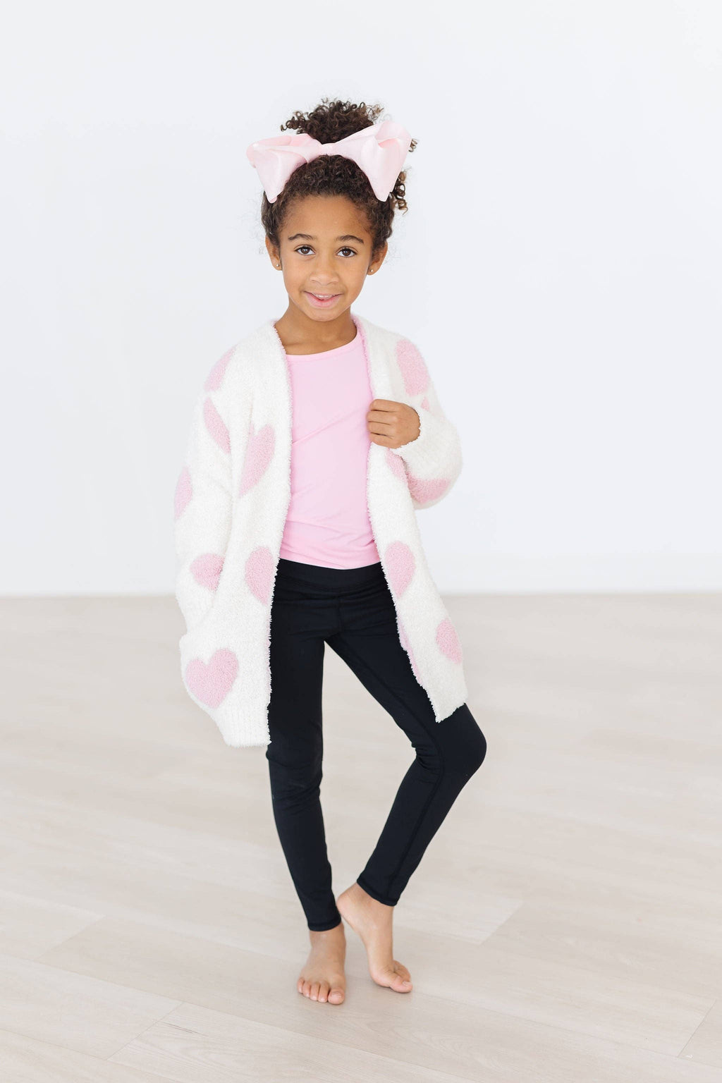 Mila & Rose - Cozy Cardigan || Coconut/Light Pink Heart