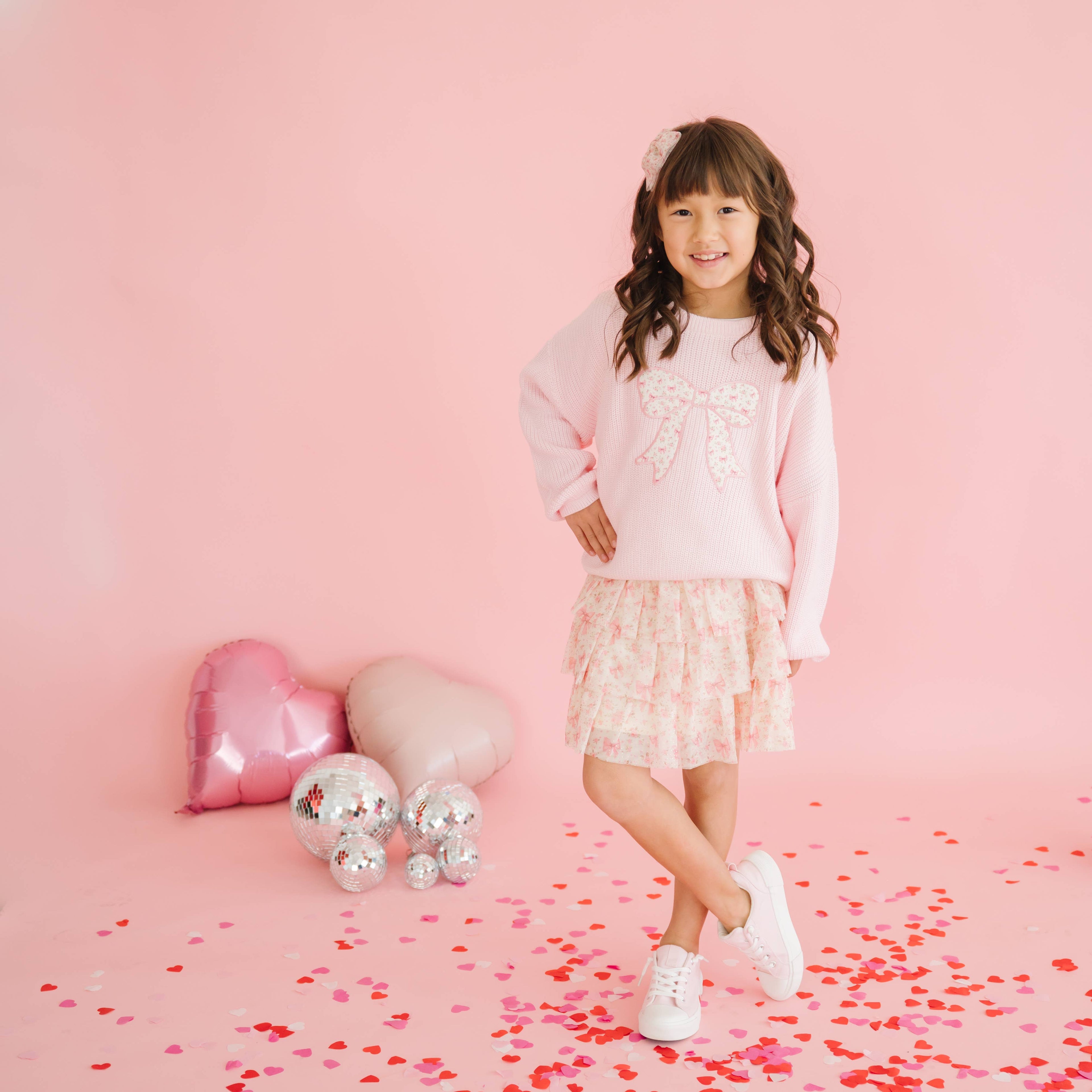 Sweet Wink - Ditsy Floral Bow Knit Sweater