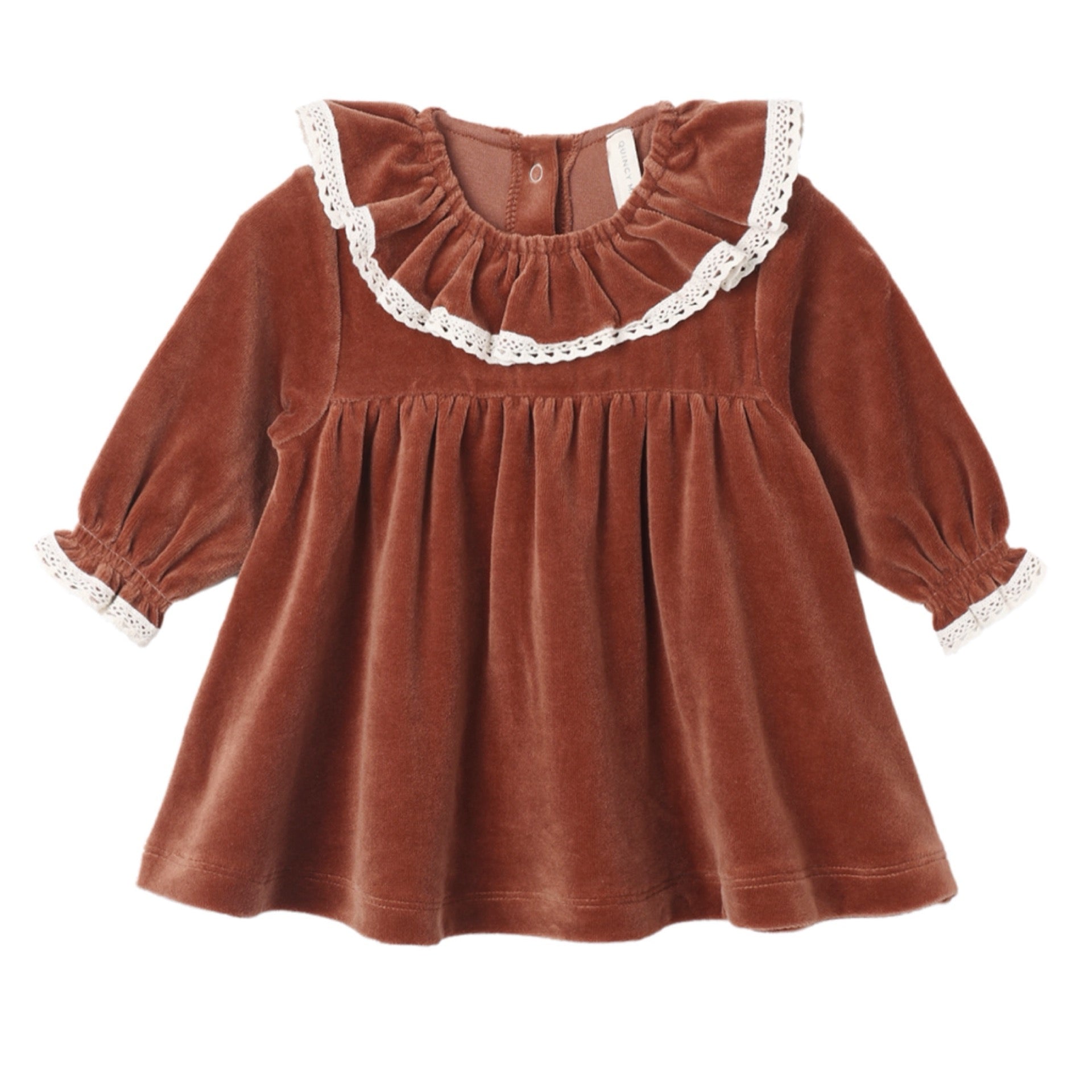 Quincy Mae - Velour Baby Dress || Redwood