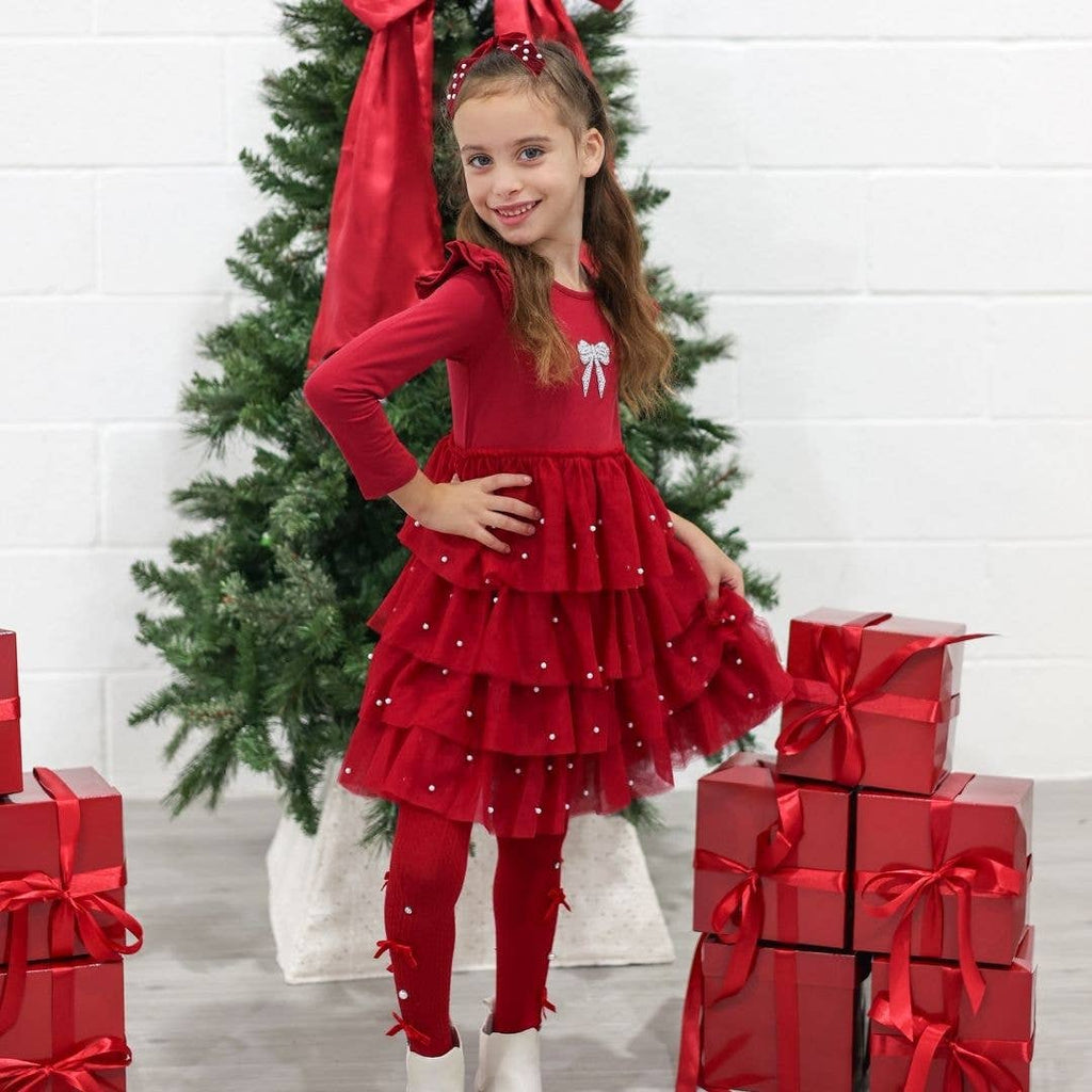 Sweet Wink - Christmas Pearl Long Sleeve Tutu Dress